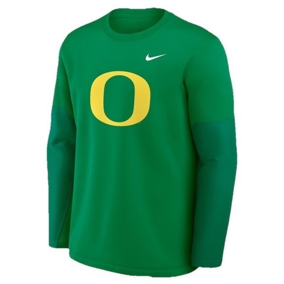 NWT Nike Oregon Ducks 2025 Sideline Coach Green Long Sleeve Fleece T-Shirt M Tee