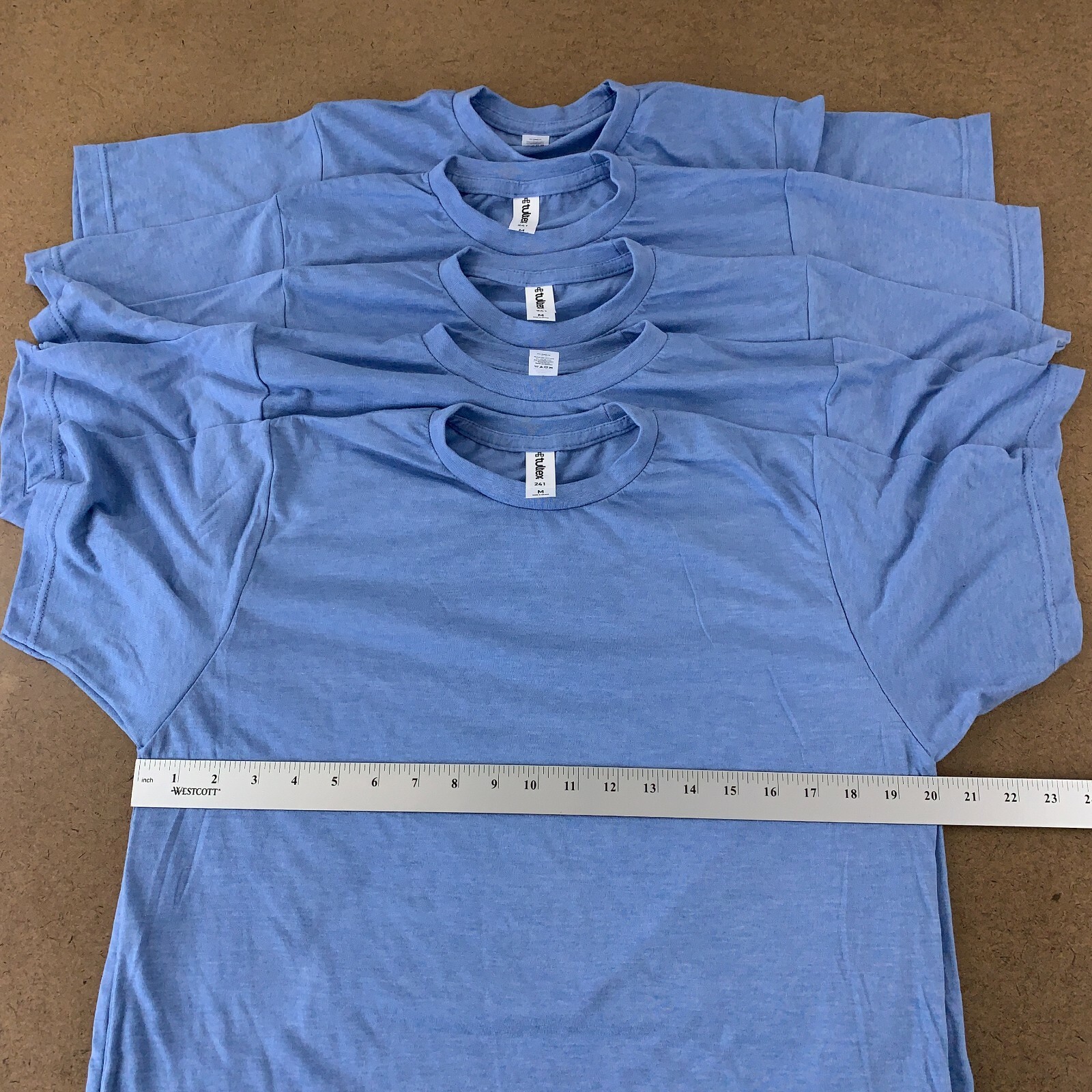 Lot of 5 Tultex 241 Unisex Size Medium Blue Short Sleeve Poly-rich Blend Tees