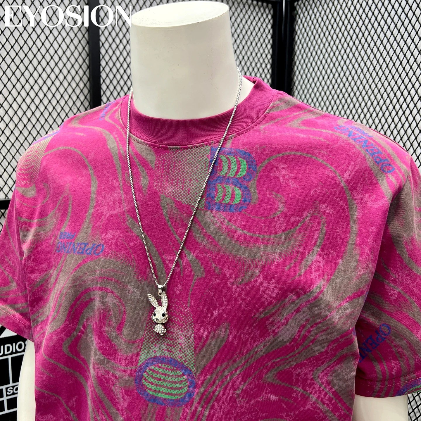 Men Designer Abstract Marble Print Cotton T-Shirt Retro Casual Short Sleeve Tee