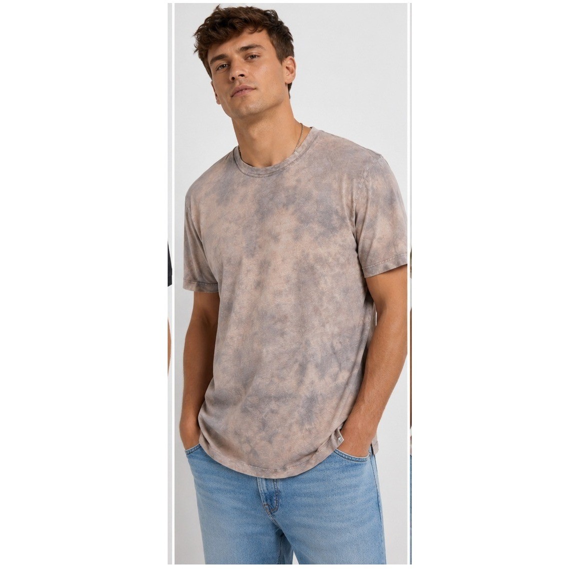 James Perse T-Shirt Mens Size 3 Brown Grey Cloud Wash Hand Dyed Cotton Tee