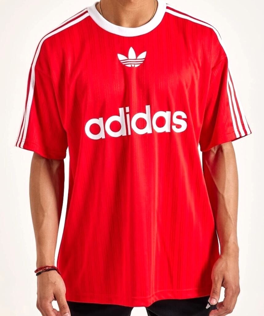 NEW MEN&rsquo;S ADIDAS ORIGINALS TREFOIL POLY TEE SHIRT SIZE XL RED IM9458 Scarlet