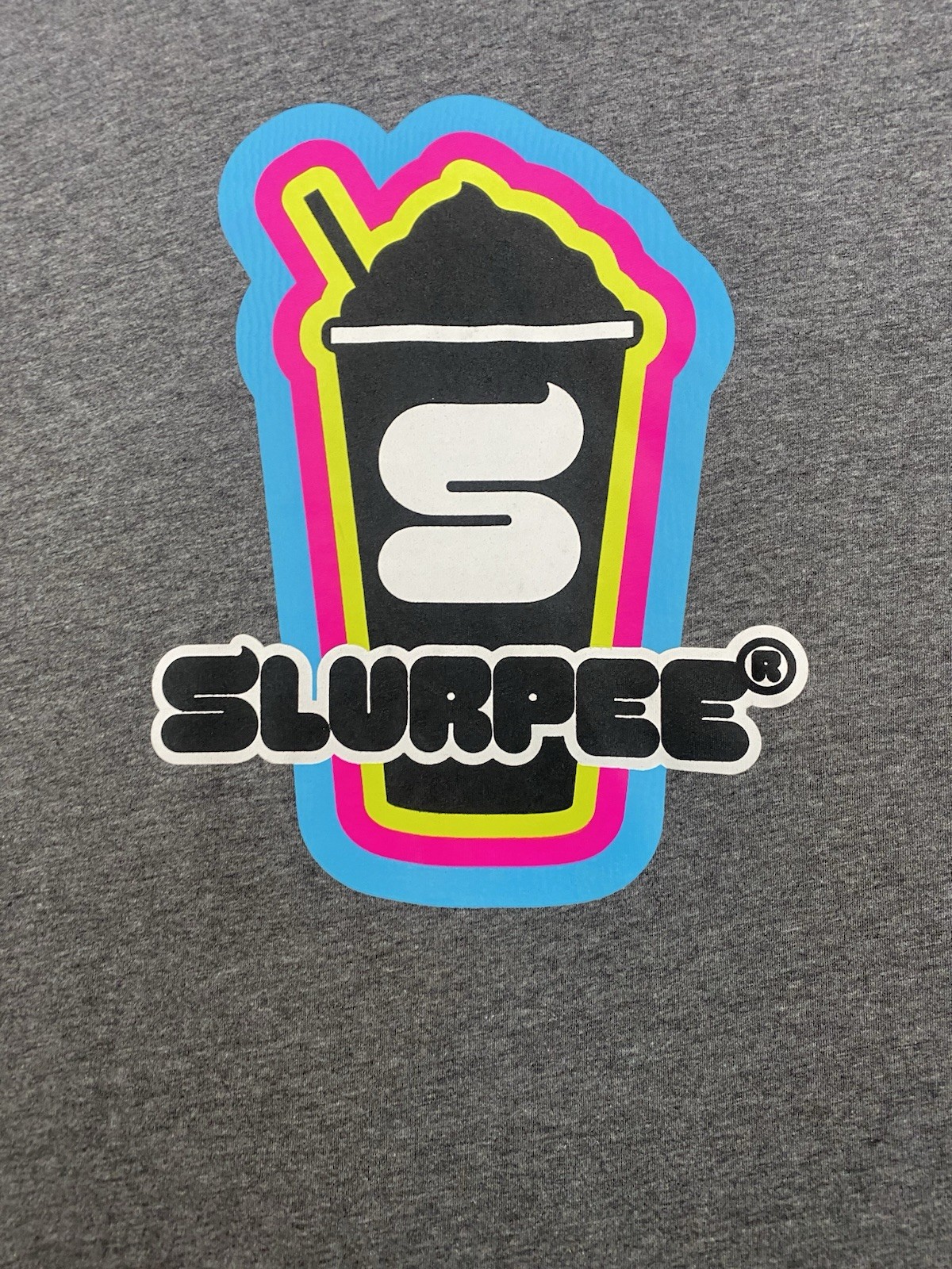7-Eleven, 7-11 Tee Shirt Gray Slurpee Neon Cup Graphic Logo Men’s Size XL