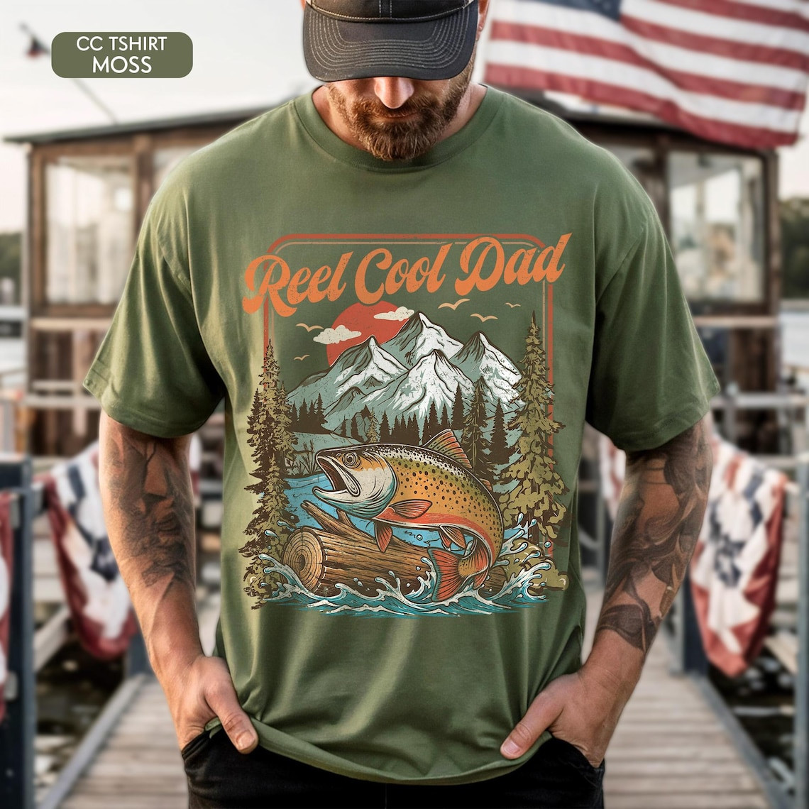 Comfort Colors Reel Cool Dad Fishing Shirt Father&rsquo;s Day Gift For Husband Men Tee