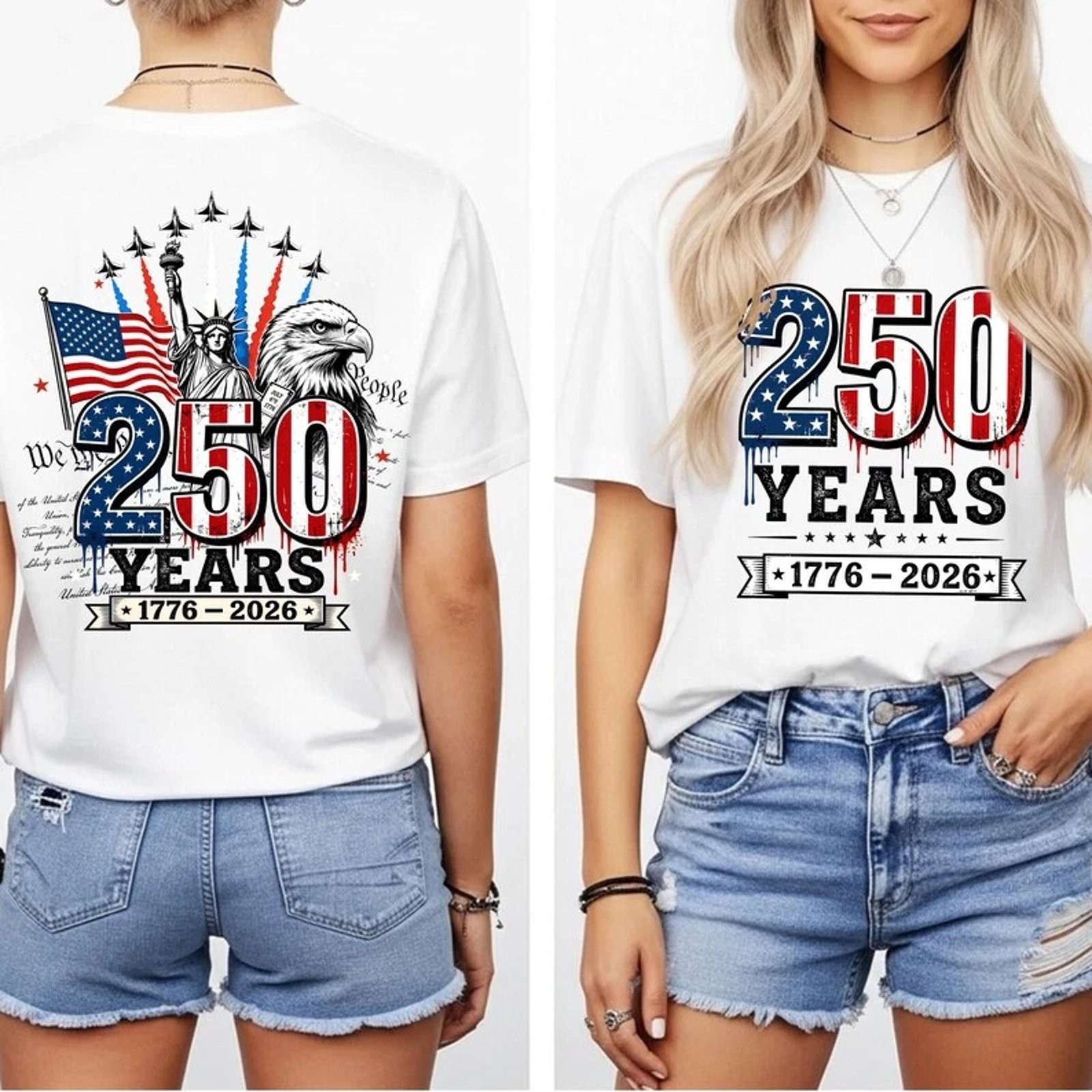 America 250 250th Anniversary Patriotic Eagle Graphic Tee Mens Cotton