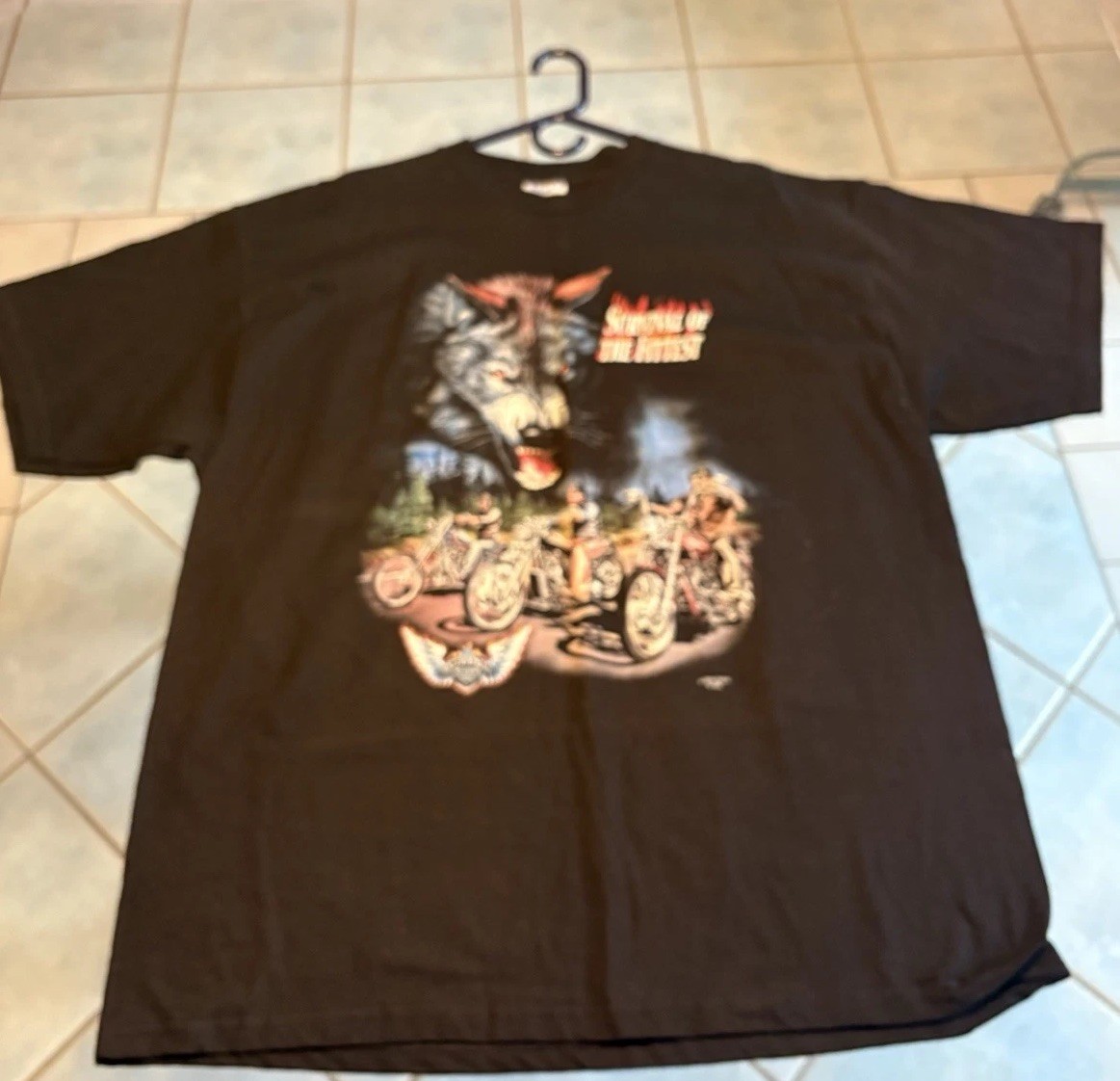 Vtg Black – Wolf – Survival Of The Fittest Biker Motorcycle T-Shirt – XXLarge