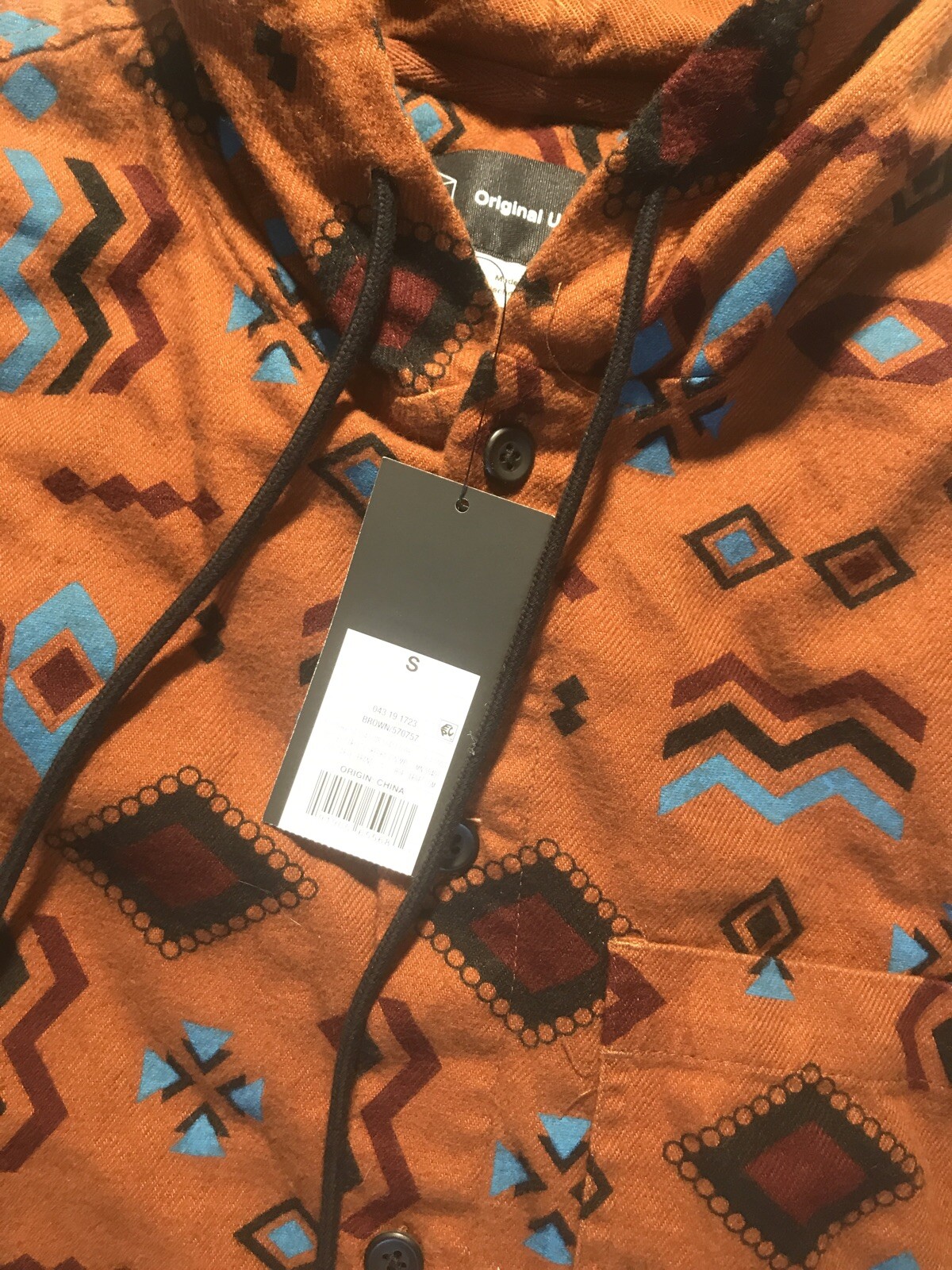 NWT Original Use Southwest Themed Hoodie Shirt Long Sleeve Cotton Button Down