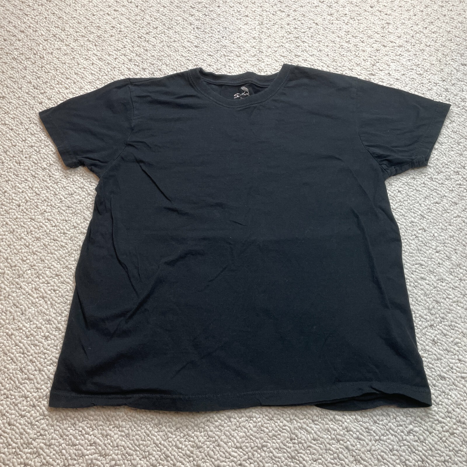 Sada T Shirt Mens Large Black Short Sleeve Cotton Basic Soft Solid Adult Top