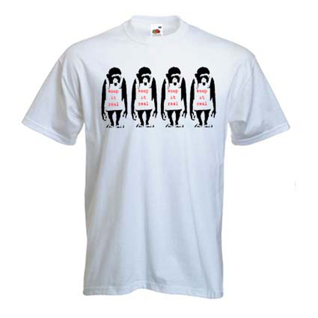 BANKSY KEEP IT REAL MONKEY – Urban Art – Choice of Colours – Sizes S to XXXL