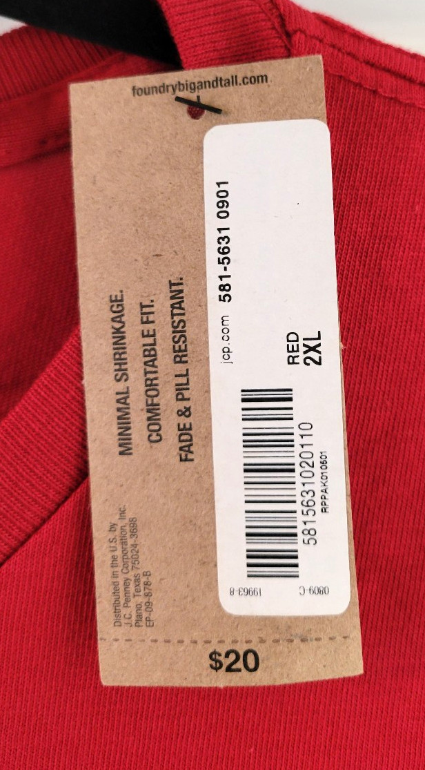 3 Foundry Crew Neck T-Shirt Men&rsquo;s 2XL Short Sleeve Red Blue and Gray NWT