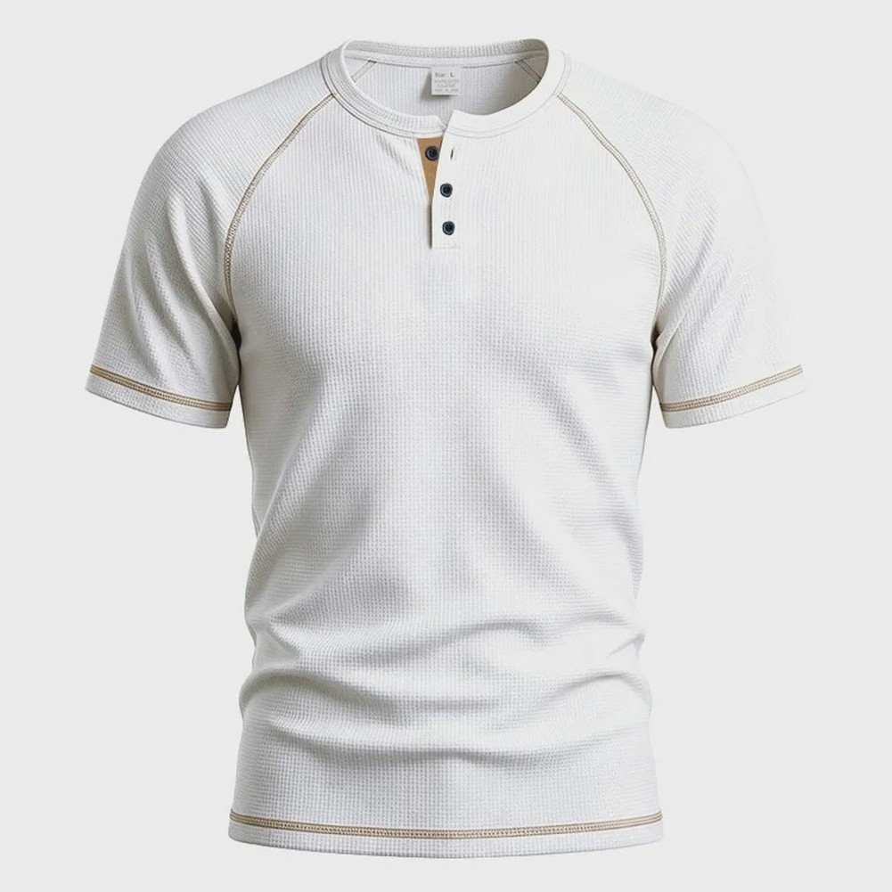 Men&rsquo;s T Shirt for Henry Collar Short Sleeve Summer Breathable Casual Wear