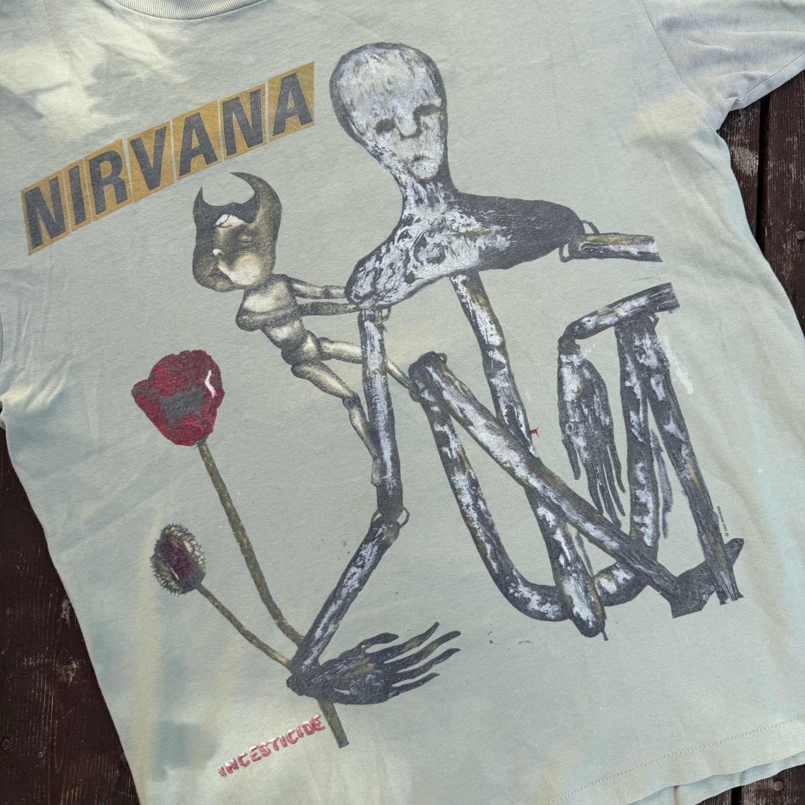 RARE Vintage 90s Nirvana Incesticide Tee KURT COBAIN SLIVER NEVERMIND Sz XL