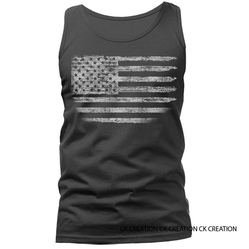 Distressed US Flag American Pride Patriotic USA Graphic Tank Top