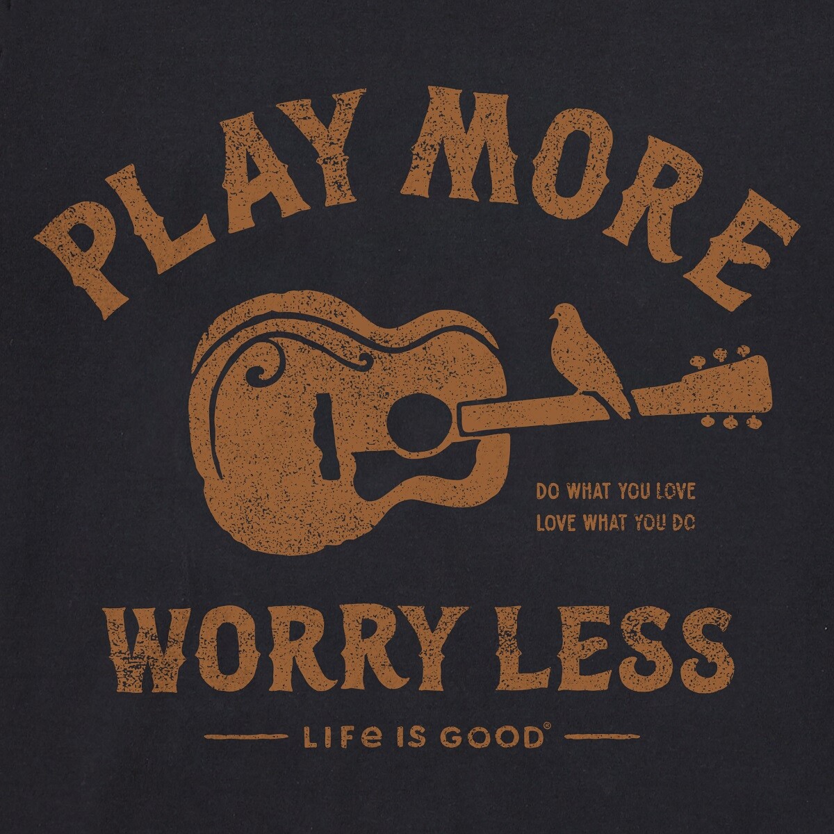 Life is Good. Men&rsquo;s Crafty Guitar Play More SS Crusher Tee, Jet Black