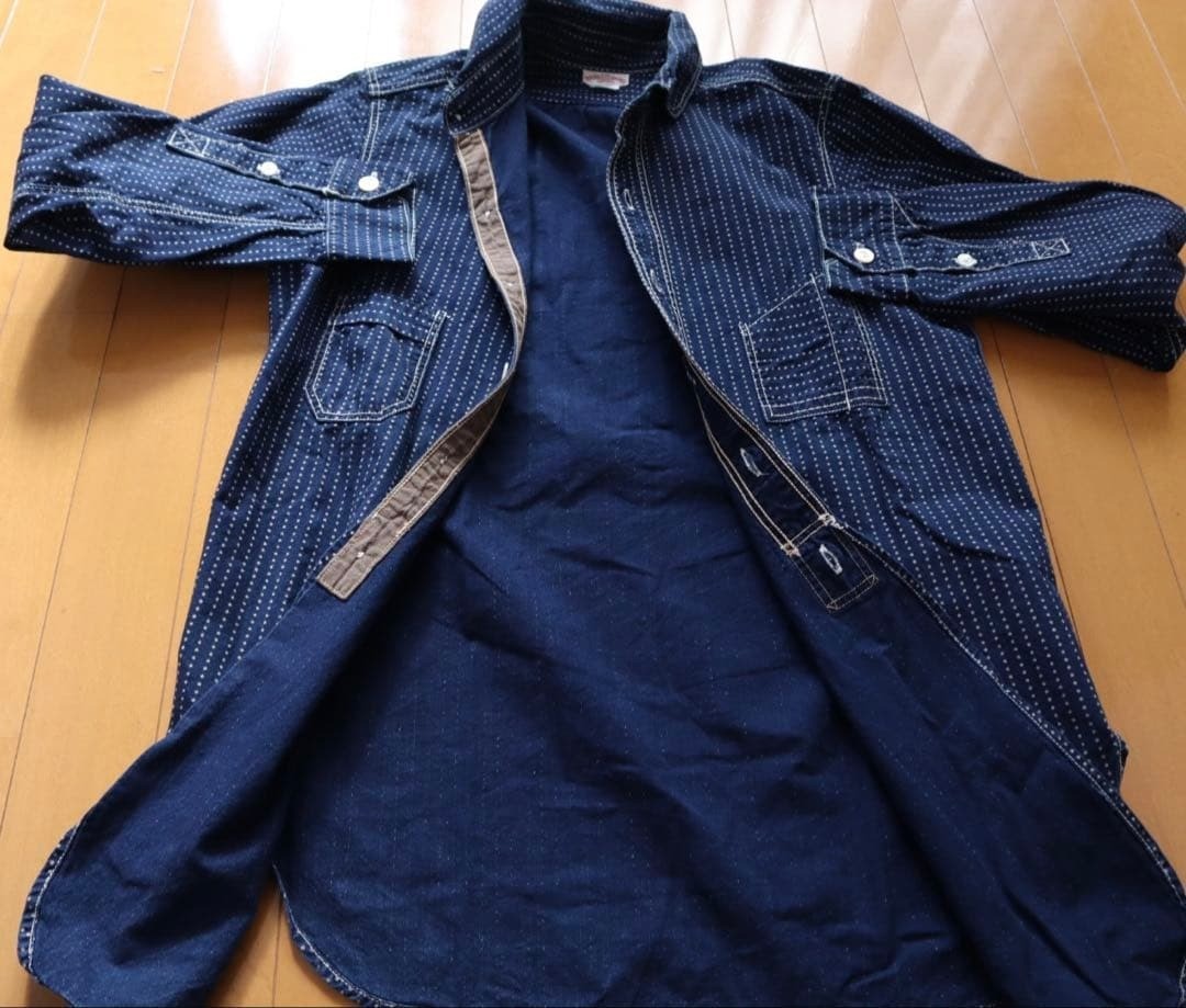 The Real McCoy&rsquo;s Double Diamond Indigo Star Wabash Work Shirt S Indigo Men’s
