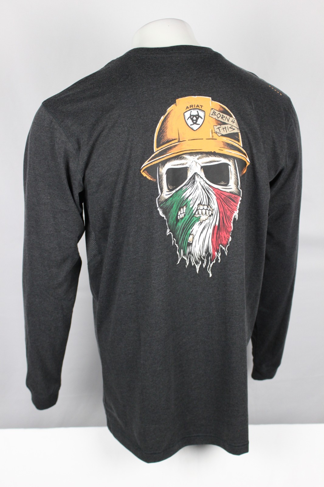 Ariat Men&rsquo;s Rebar Workman Born For This T Shirt Long Sleeve Charcoal Mexico