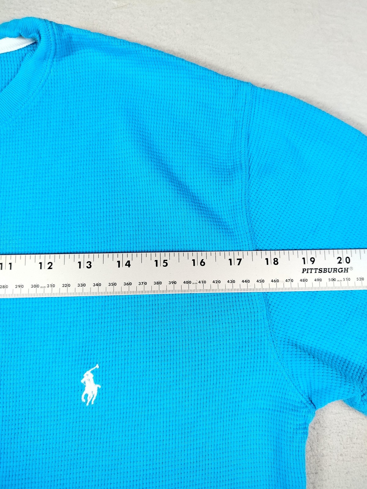 Polo Ralph Lauren Shirt Mens Medium Blue Waffle Knit Pony Logo Preppy Minimalist