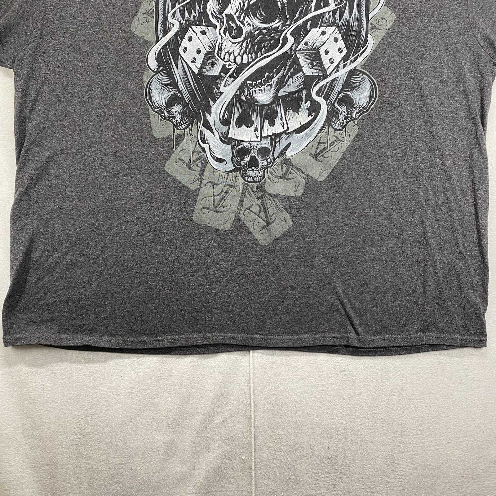 Vintage Skull Poker Gambler Shirt Macabre Gothic Top Hat Gray 3XL