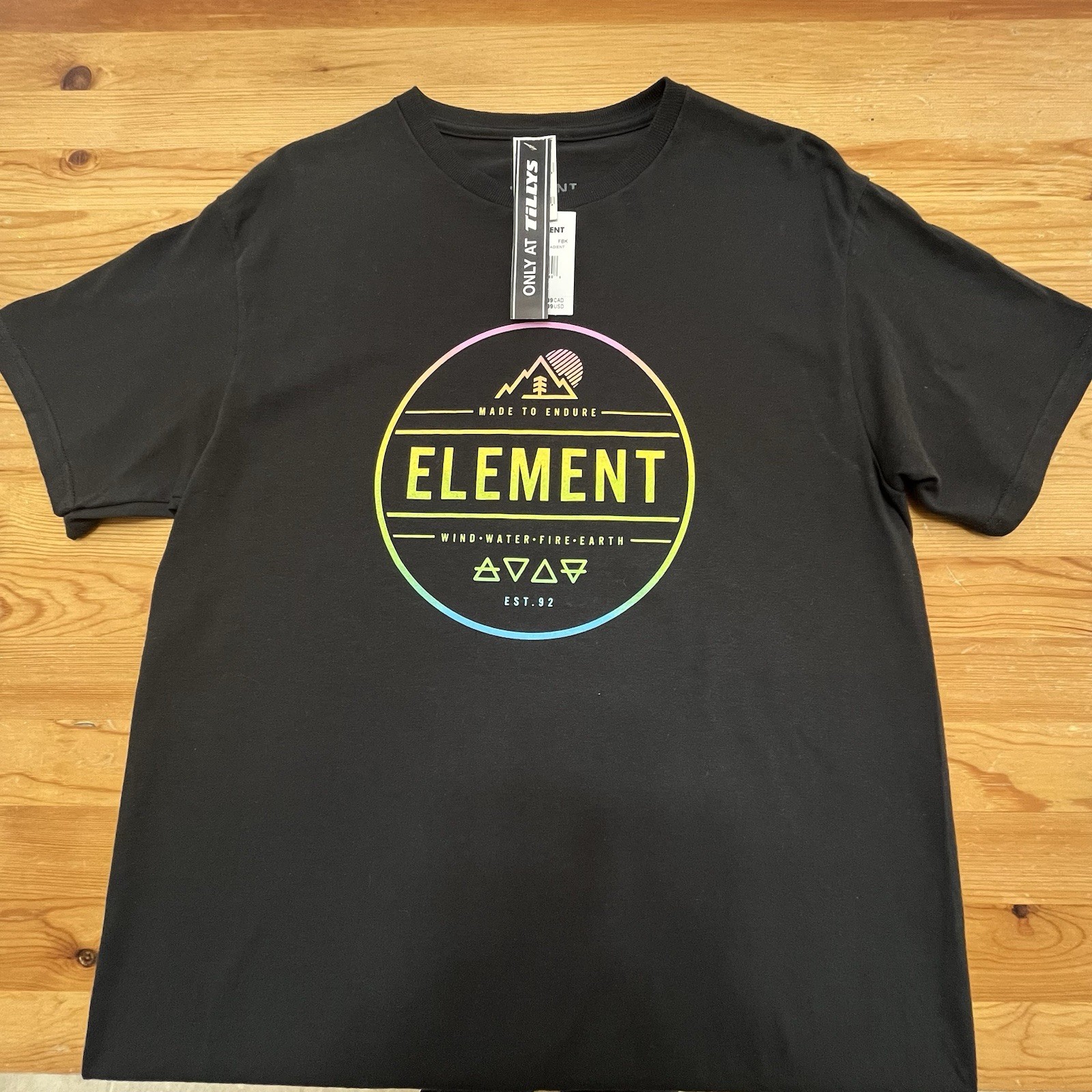 ELEMENT T-Shirt Mens Medium M Black Alignment Graphic Gradient Logo Skate NWT