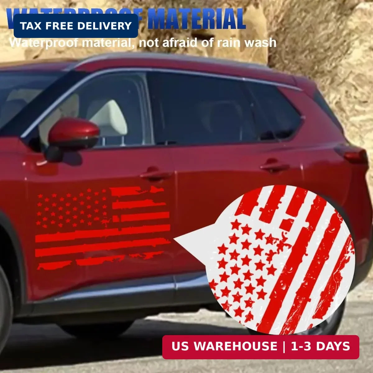 23.6 »x11.8 » Distressed American Flag Sticker for Car Door, Graphic USA US Flag