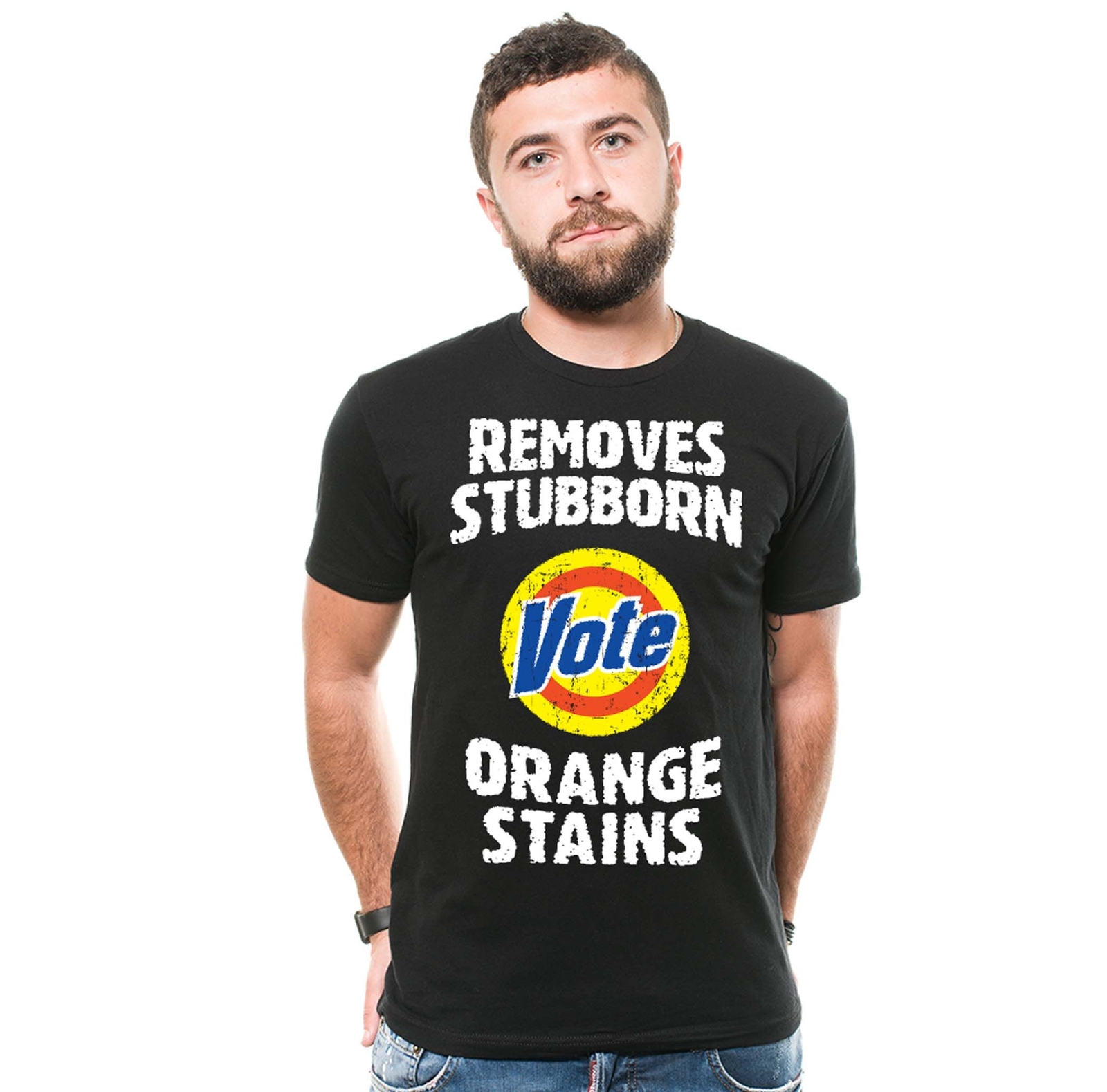 Mens Anti Trump T-Shirt Vote Removes Stubborn Orange Stains Shirt Political Tee