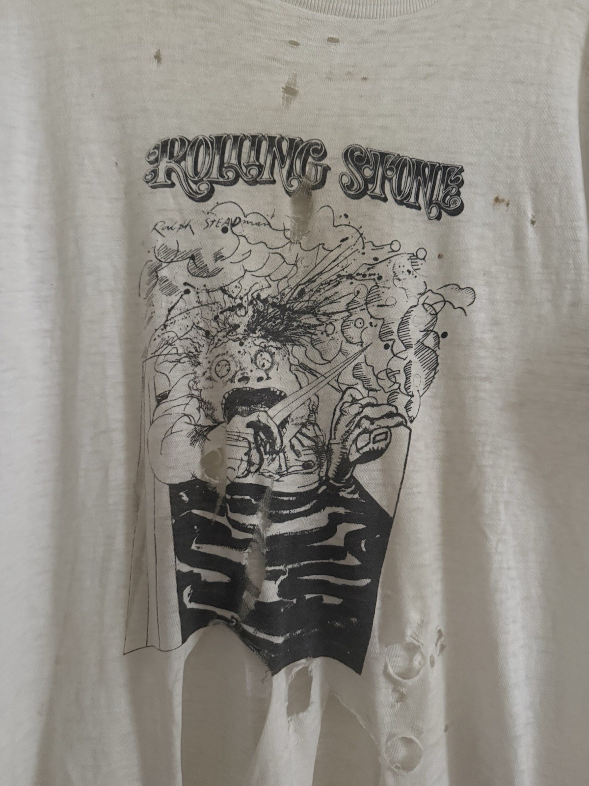 Vintage Ralph Steadman Rolling Stone 1972 Thrashed Faded Distressed Shirt Large