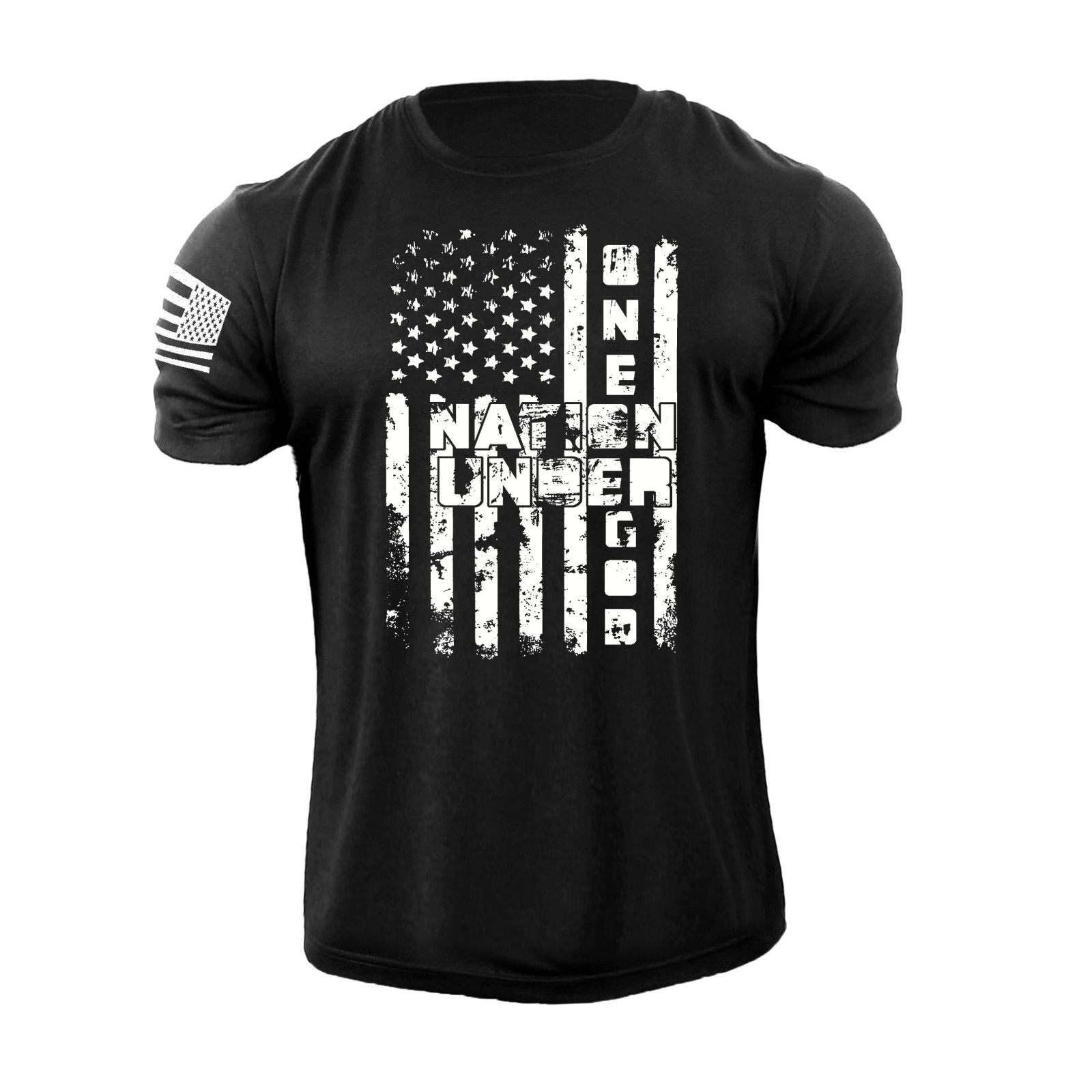 Men&rsquo;s One Nation Under God T-Shirt Patriotic USA Flag Tee