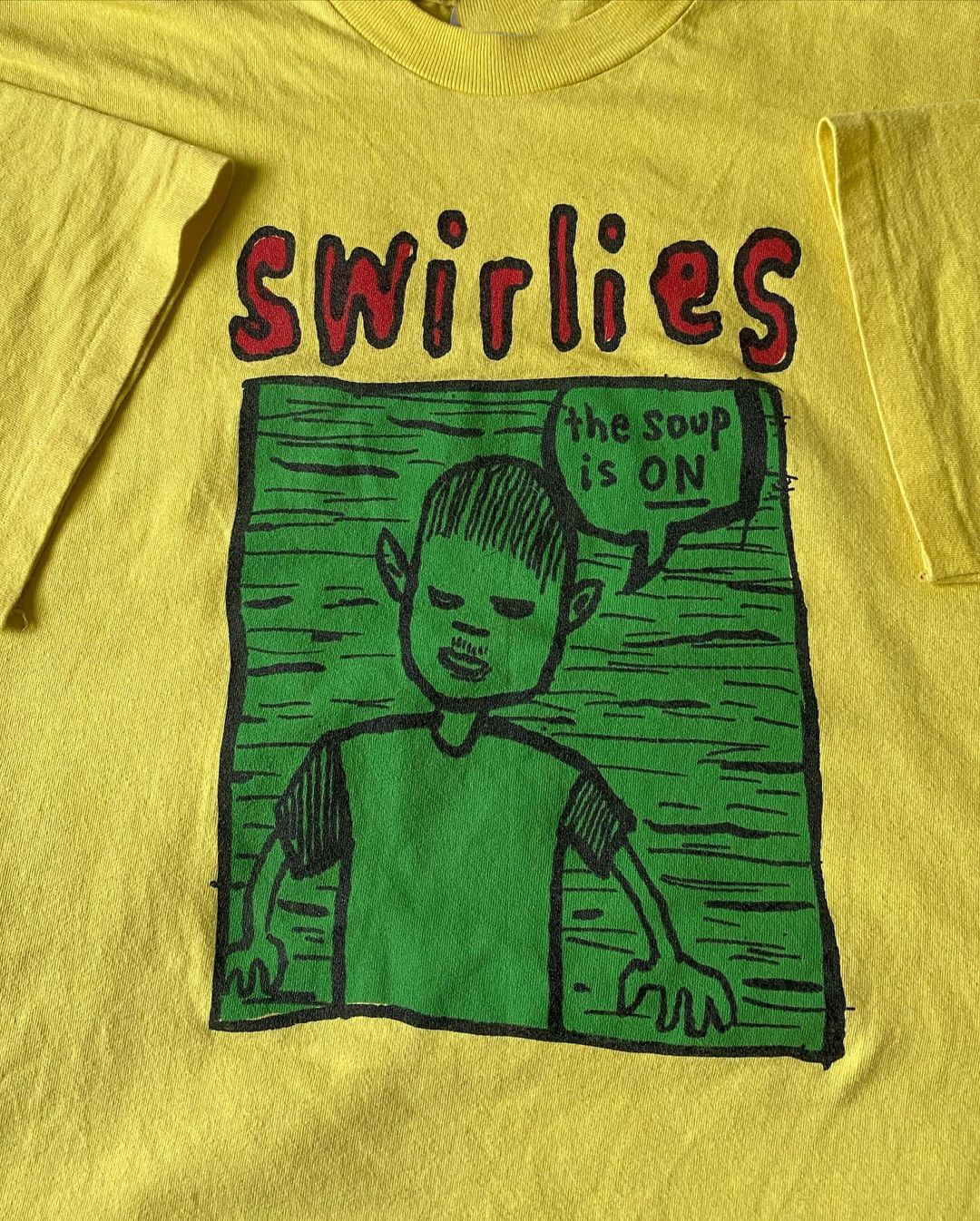 Vintage 90&rsquo;s Swirlies T-Shirt Short Sleeve Cotton Yellow All Size Shirt AG2300
