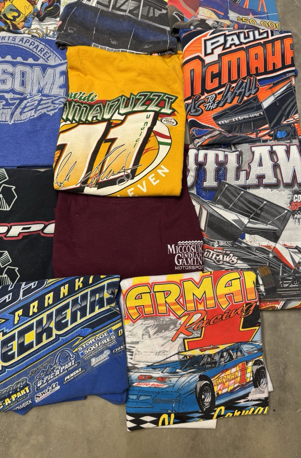 24 Piece Lot 18 Racing T Shirts 6 Hats Nascar, Dirt Reseller Bundle Wholesale