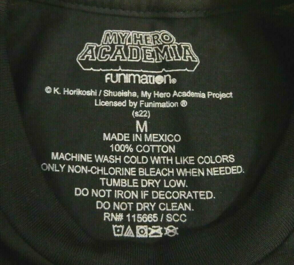 My Hero Academia T-Shirt Unisex Medium Anime Manga Funimation Black Tagless