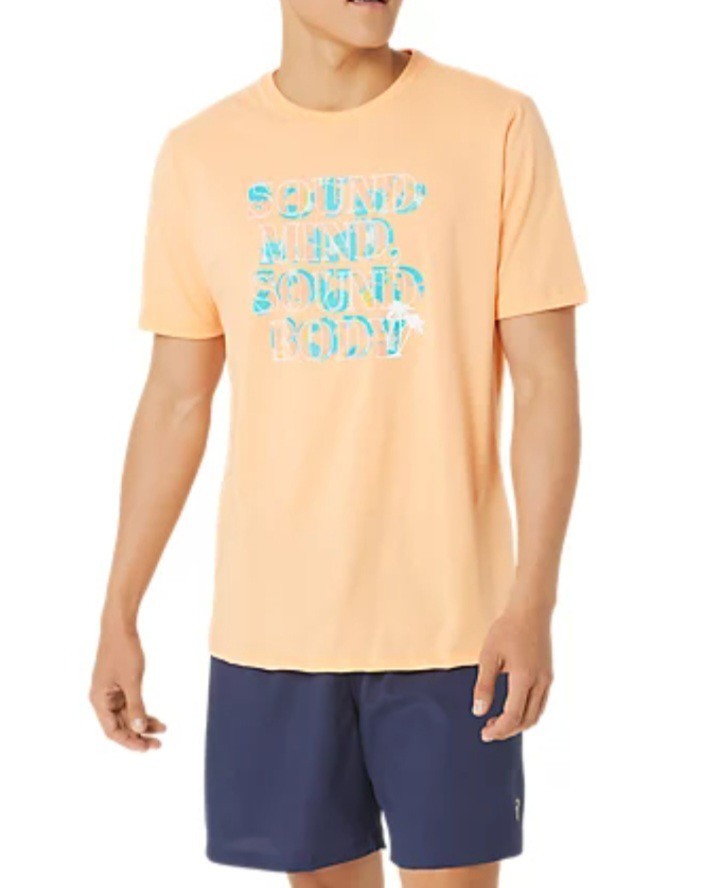 ASICS Athletic Men&rsquo;s Tee Shirt Size L Short Sleeve Sound Mind Sound Body NEW!