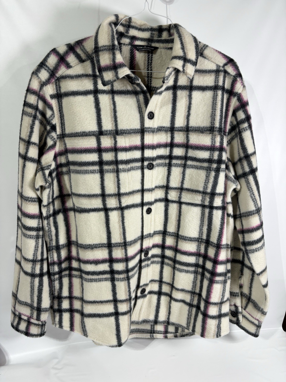 Alpine Designs Black Cream Plaid Heavyweight Shacket Jacket L Outdoors Warm