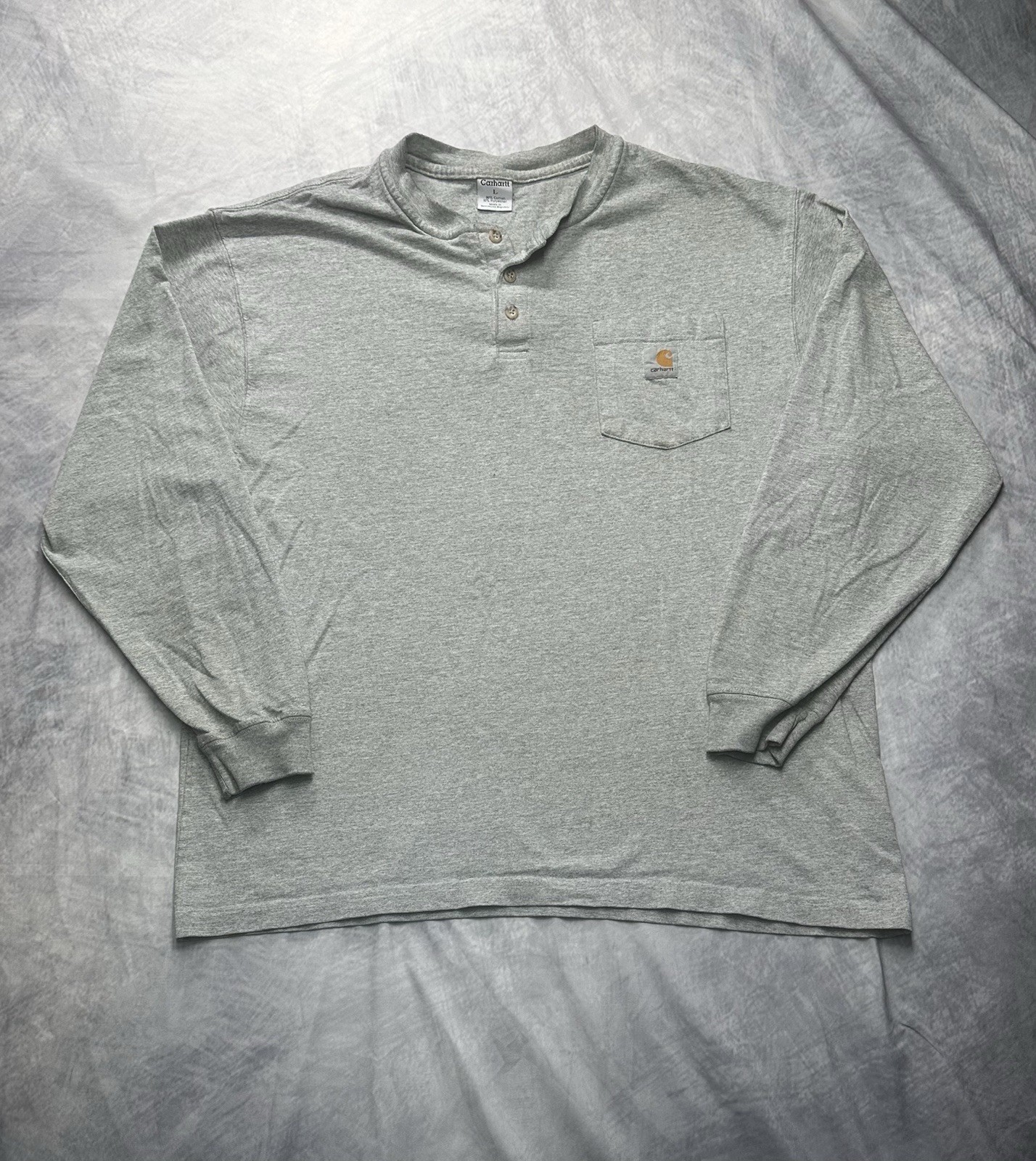 Carhartt Relaxed Fit Henley Mens Large Vtg Pocket Gray