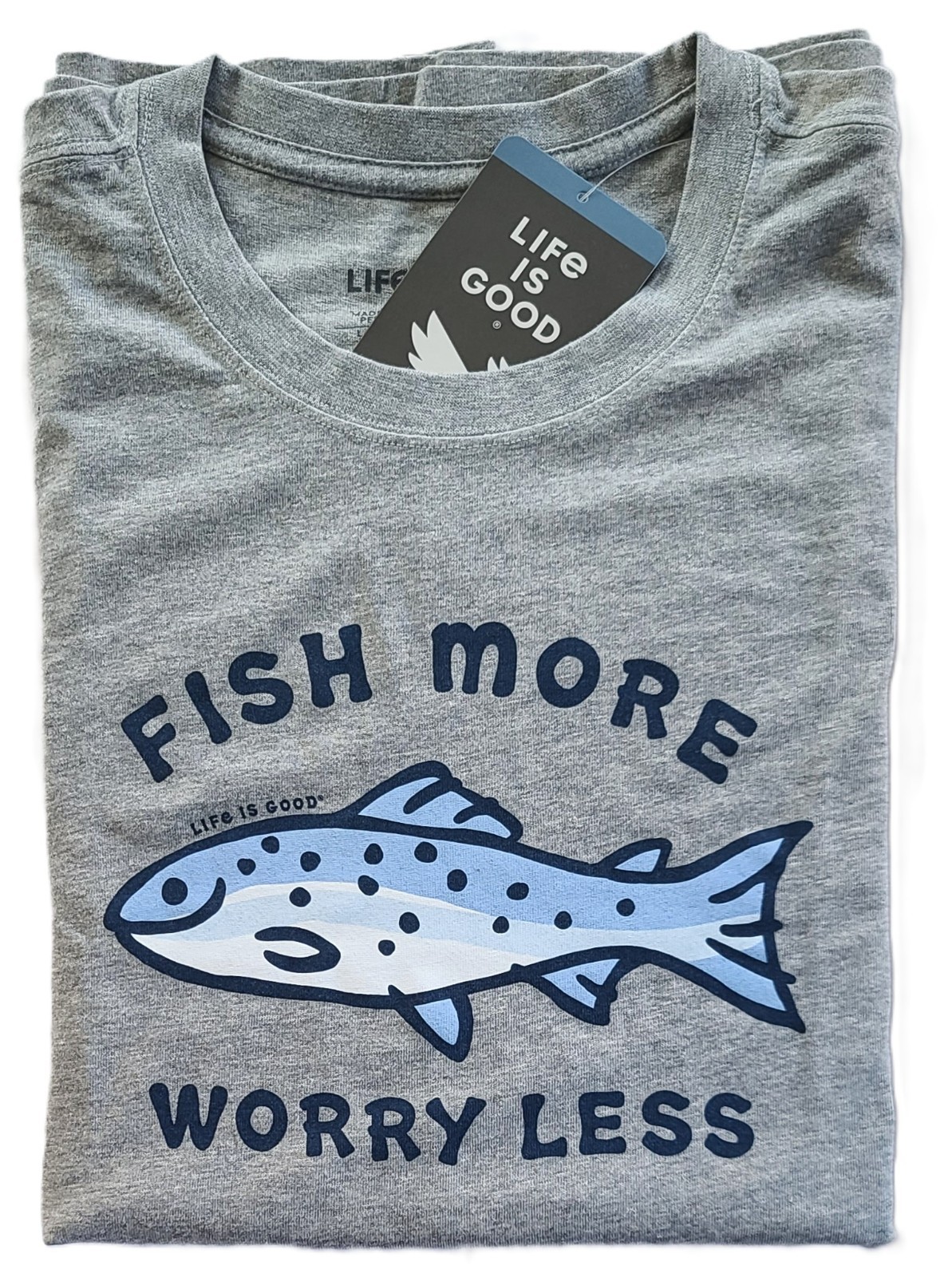 Life Is Good SS Shirt Crusher Tee FISH MORE WORRY LESS Chest52in Mens XL
