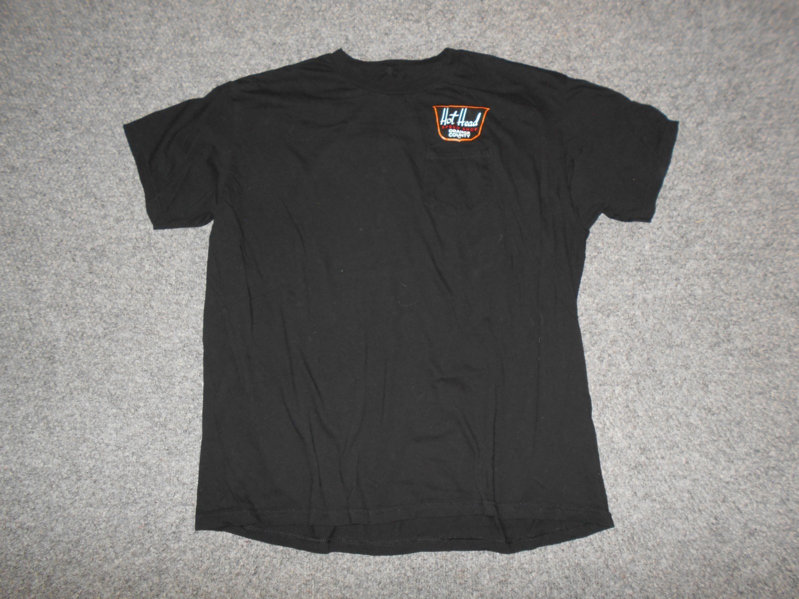 HOT HEAD SPEED SHOP ORANGE COUNTY MENS XL CLASSIC BLACK CHEST POCKET T-SHIRT