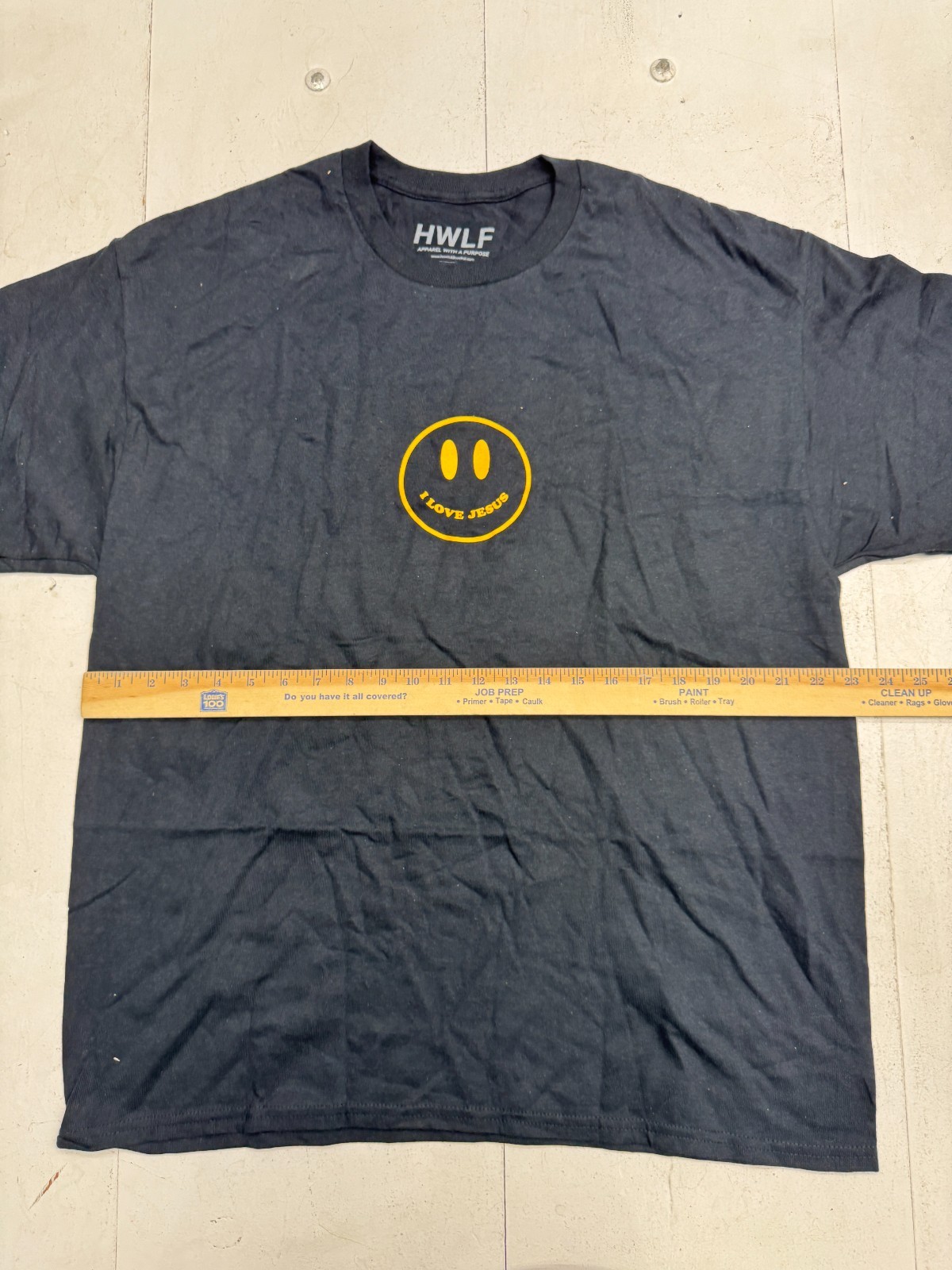 He Would Love First Solid Black Smiley Face Short Sleeve T shirt Mens Size XL