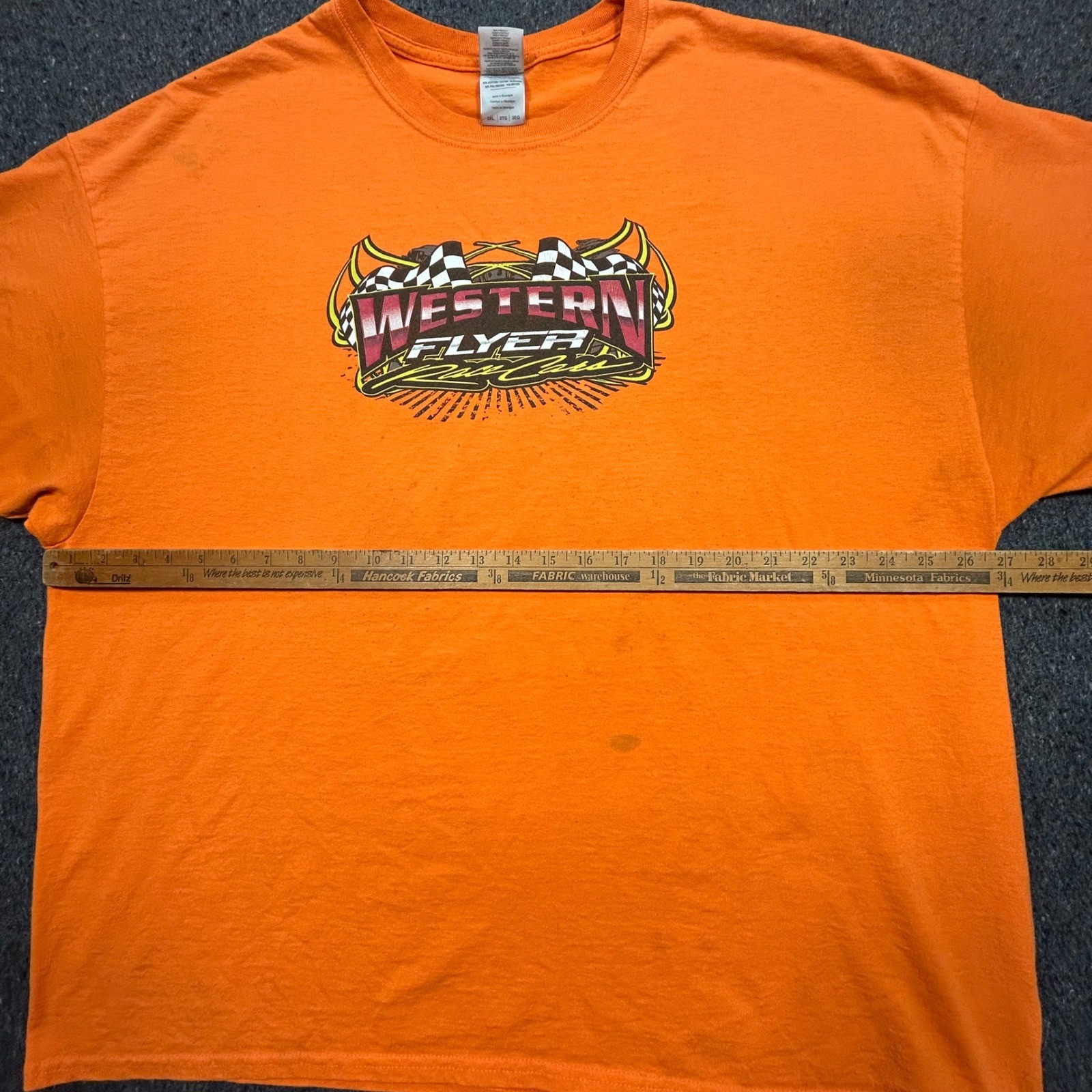 Western Flyer Race Cars Shirt Sz 3XL Men Orange Skater Dirt Track Racing Graphic
