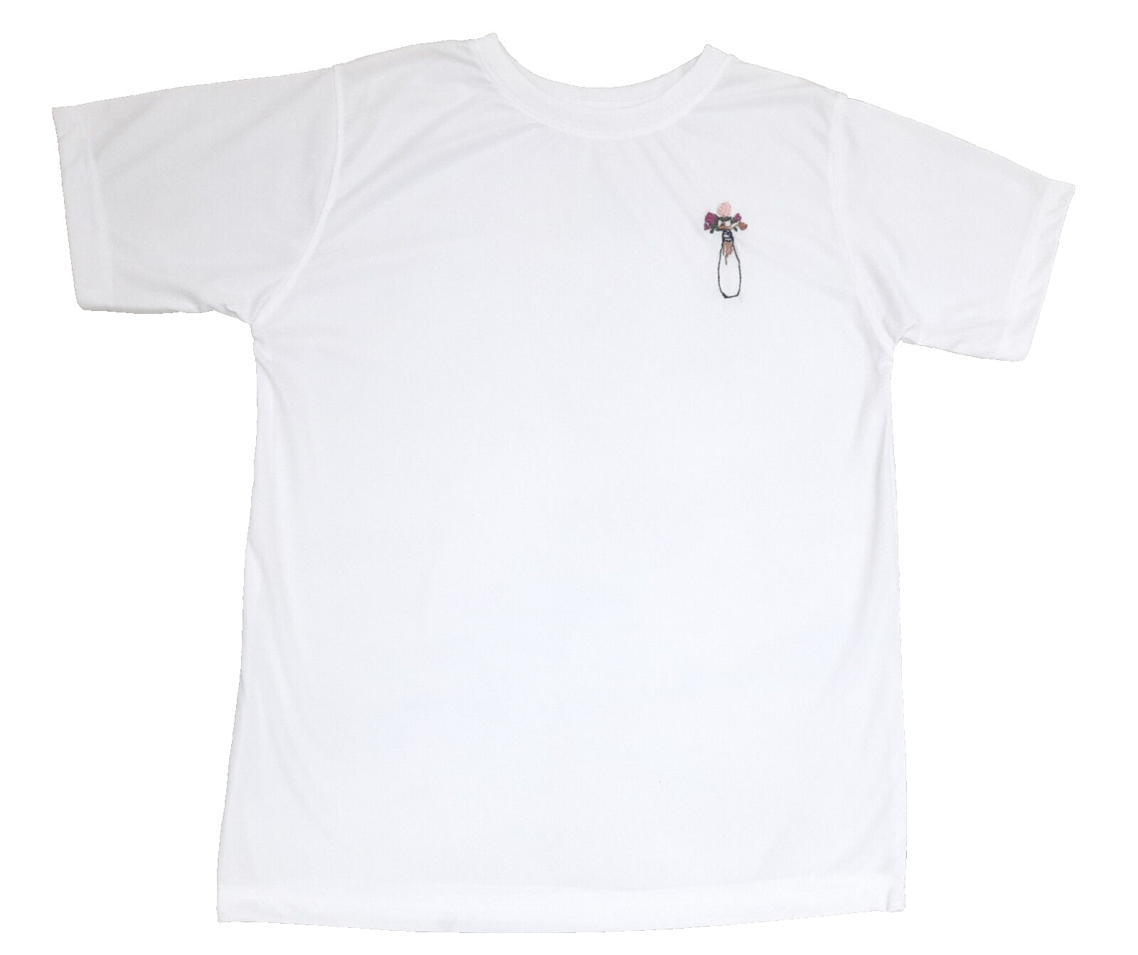 Hand Embroidered T-Shirt with Floral Vase Design – Unisex, Casual Wear Free Ship
