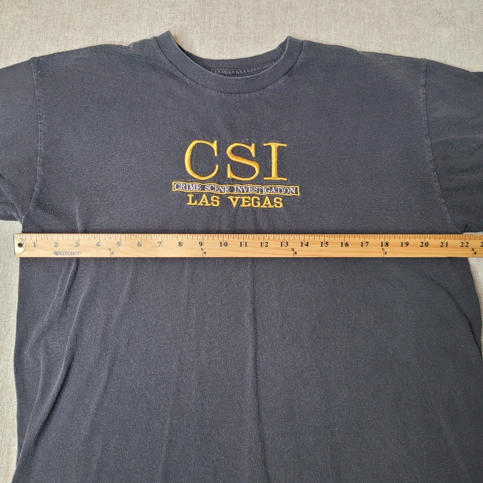 CSI Las Vegas T Shirt Mens L Black Embroidered Crime Scene Investigation TV Show