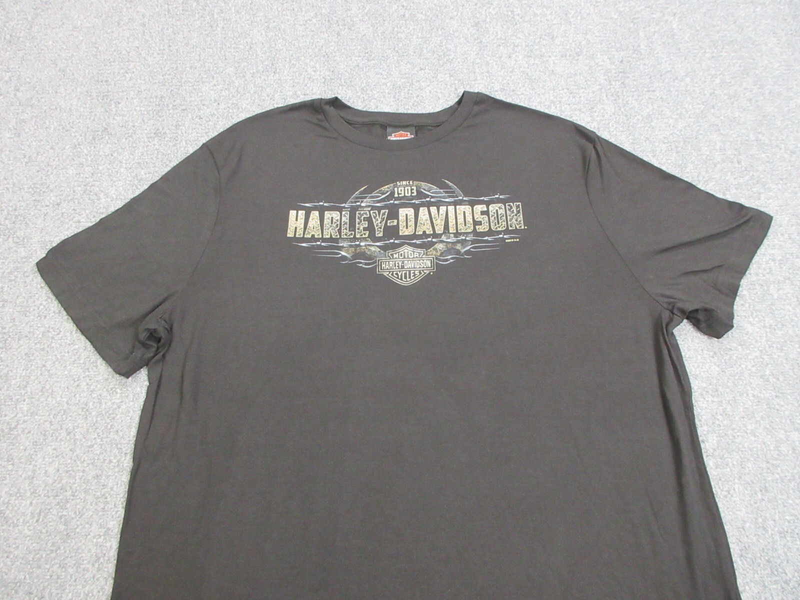 Harley Davidson Shirt Mens 2XL XXL Black Motorcycle Bike Biker Barbed Wire Logo