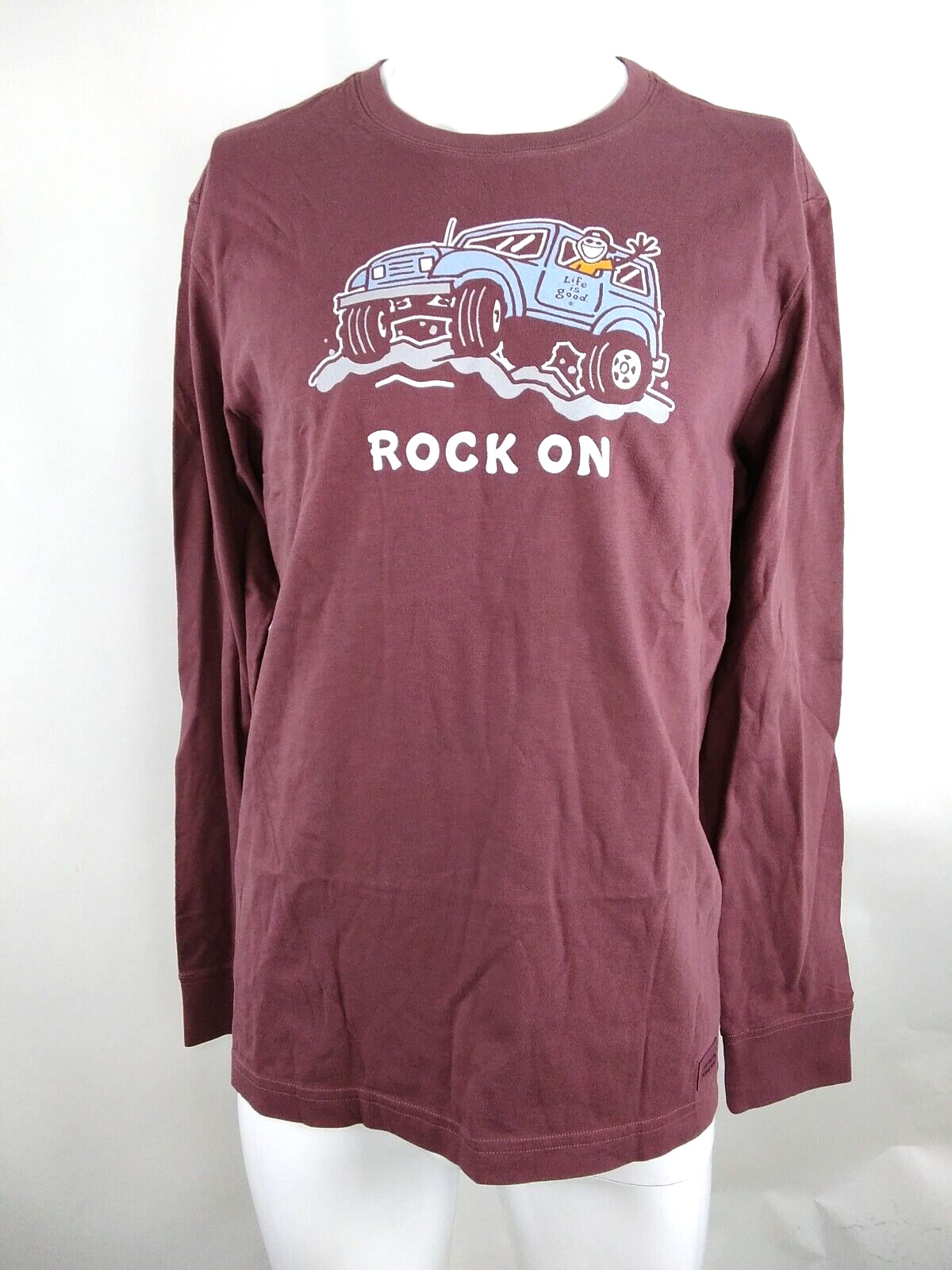 Life is Good Men Long Sleeve Crusher Tee Rock On Off Road Brown Medium 80826