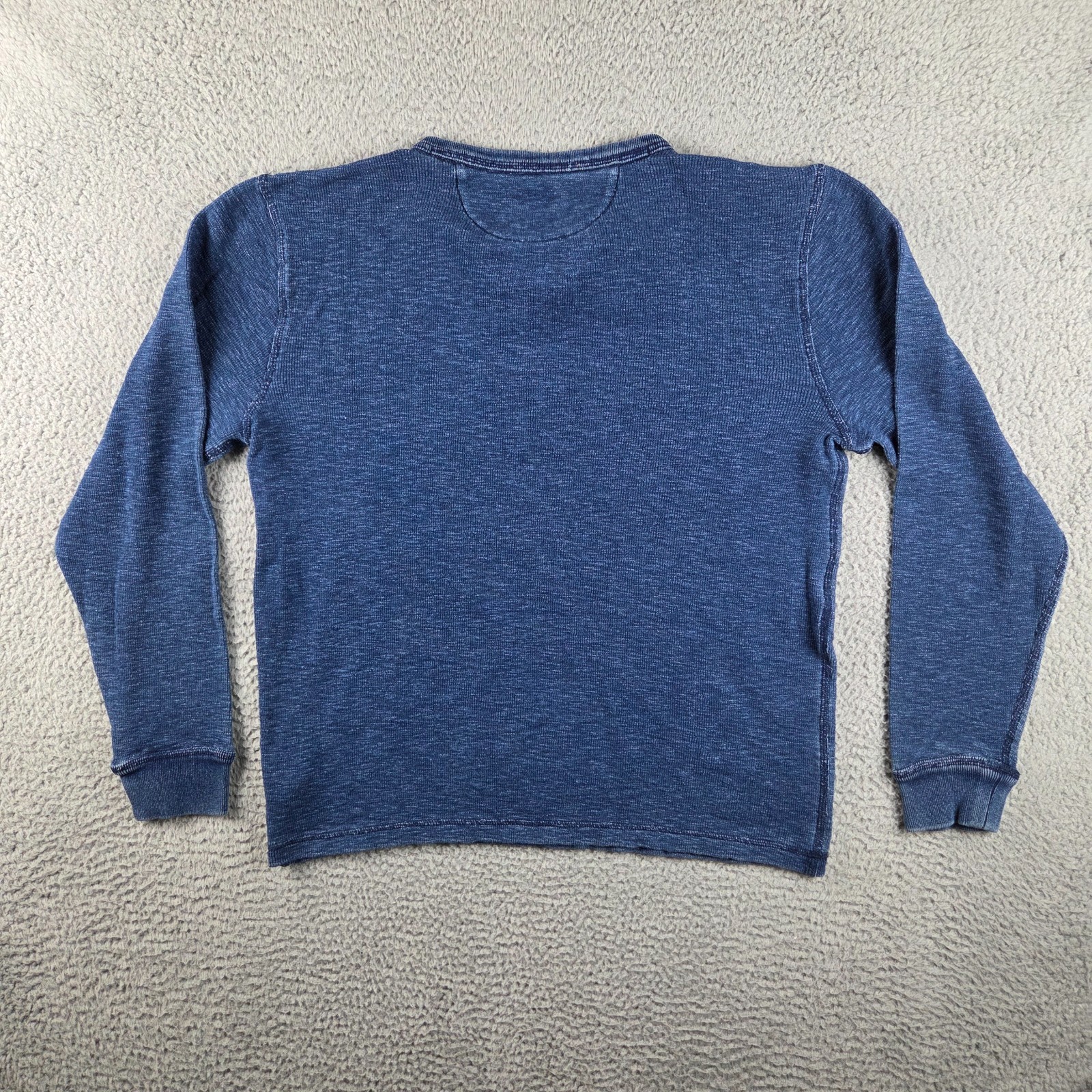 Faherty Henley T Shirt Mens Medium Indigo Dyed Button Long Sleeve Cotton