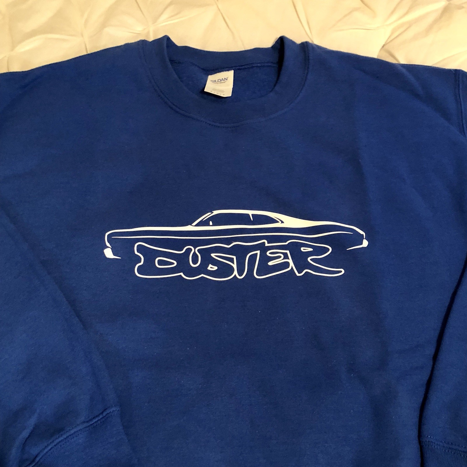 NEW Royal Blue Sweatshirt With Vintage Duster Car Design By Maddmax Car Art Sz M