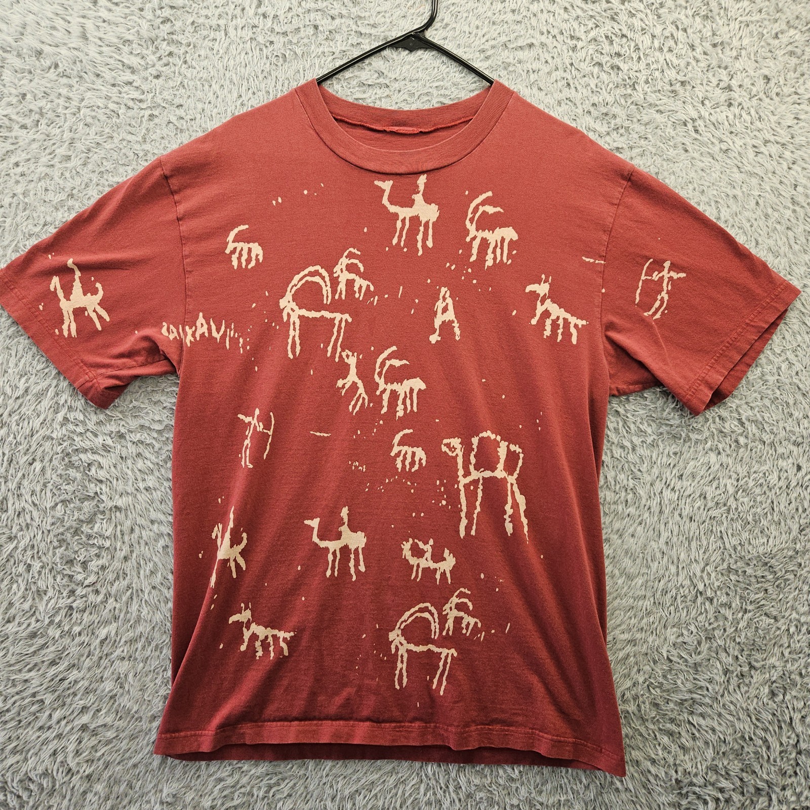 Vintage Cave Drawing T Shirt The Nature Collection Animals Men Large Cotton *Pin