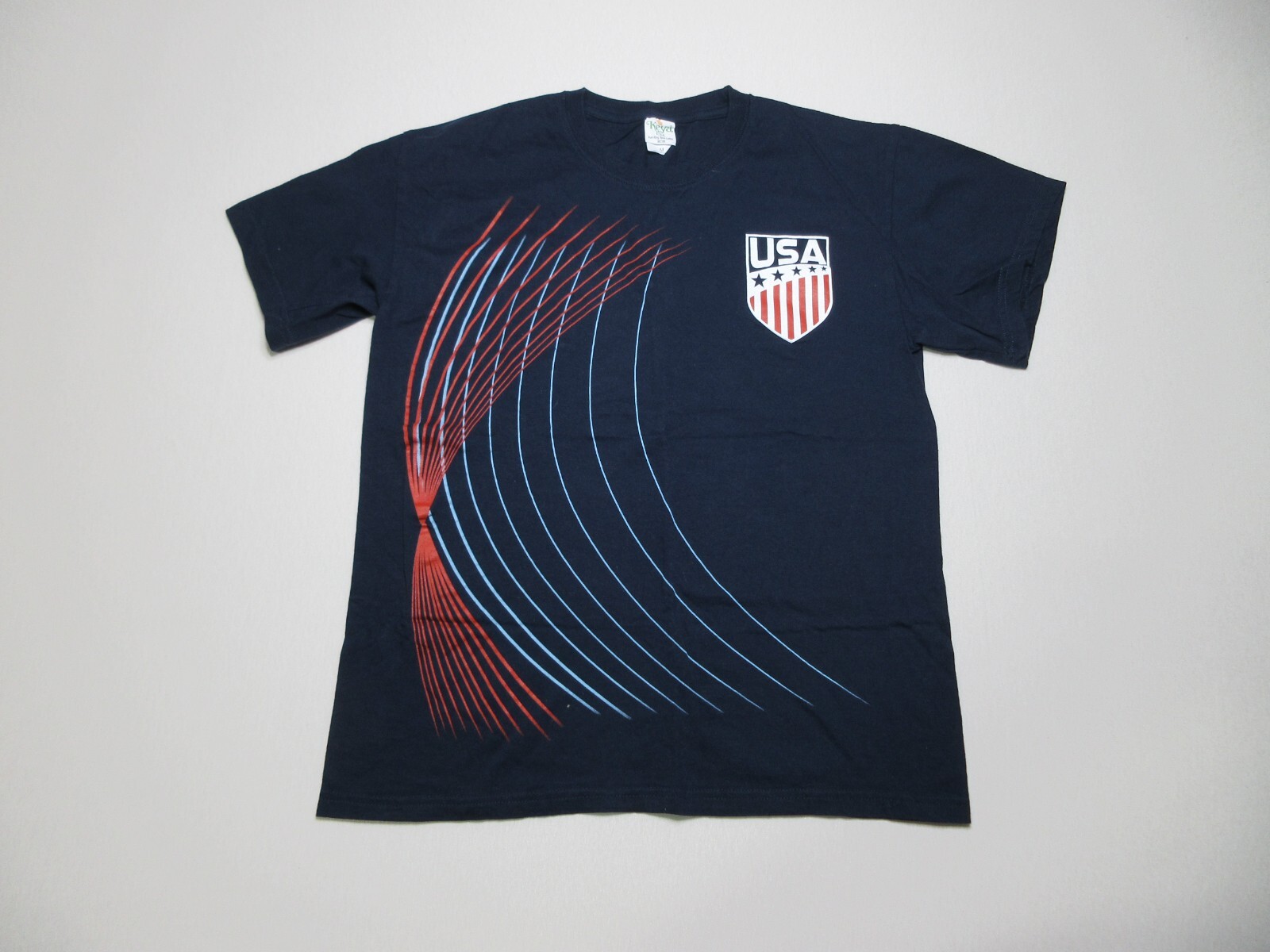 Keya Mens Striped Soccer USMT USA Futbol Football T-Shirt Short Sleeve Sz M Blue
