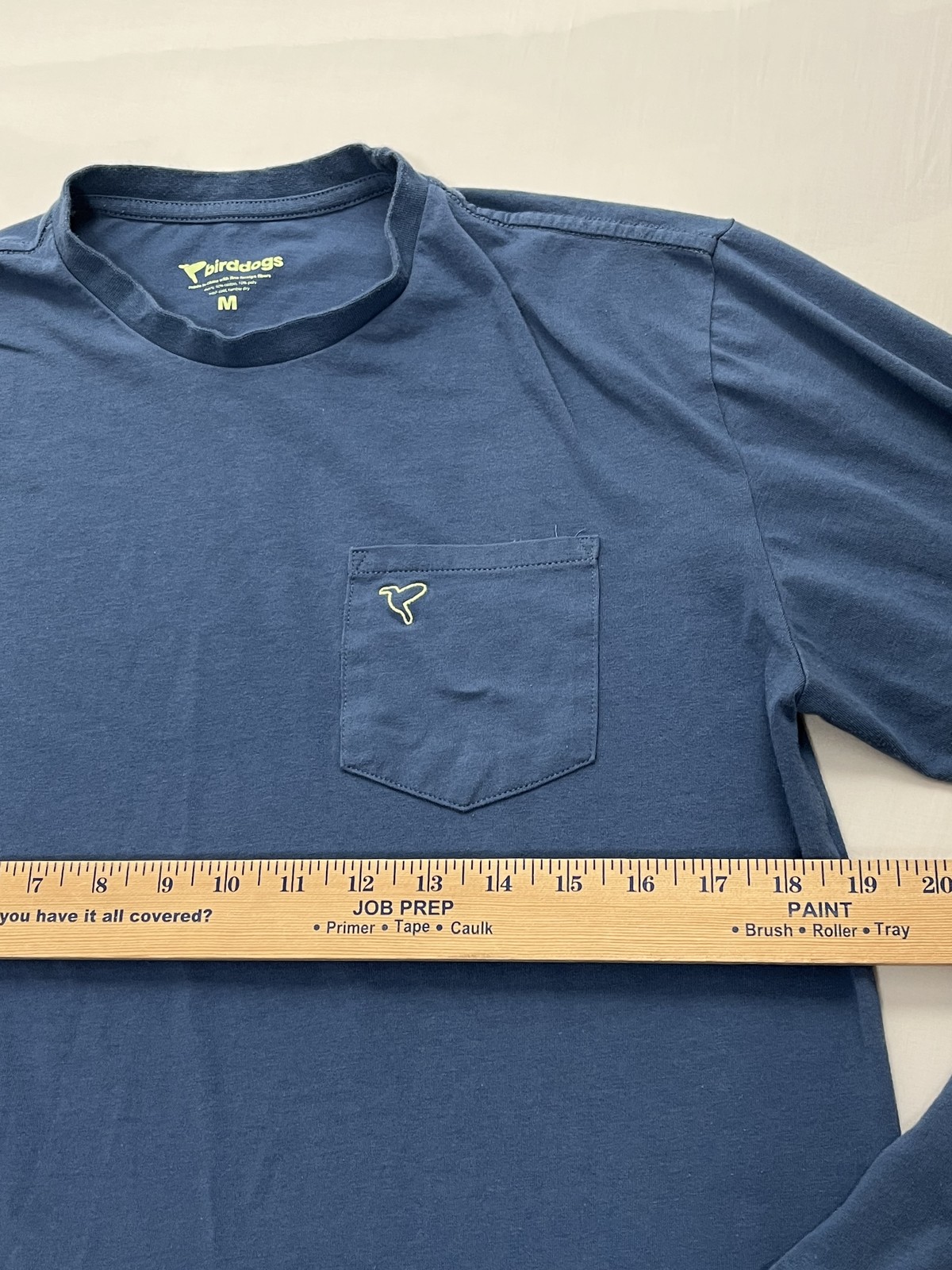 Birddogs Shirt Mens Medium Long Sleeve Pocket Crewneck Casual Embroidered Trim