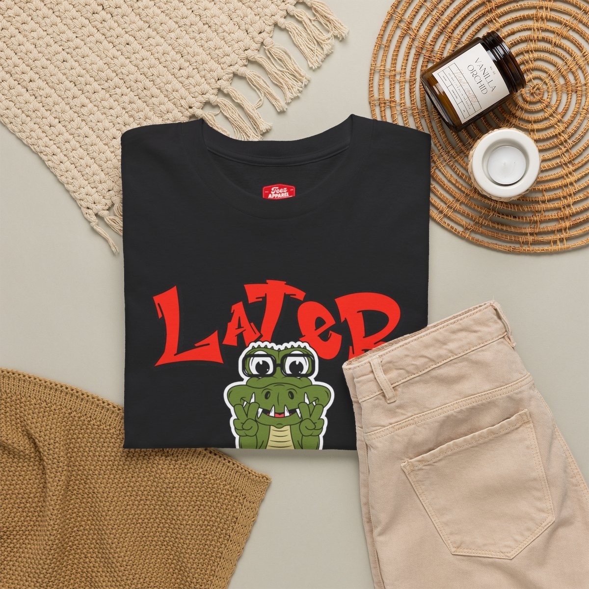 T-Shirt — &lsquo;Later&rsquo; Cute Cartoon Alligator Graphic Tee
