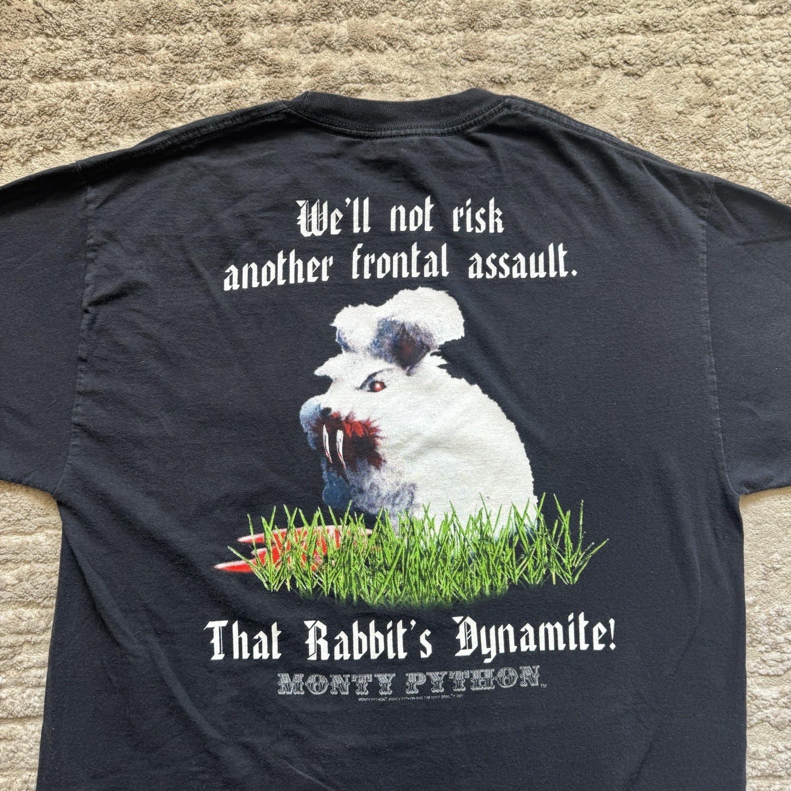 Choice Apparel Mens Large Black Monty Python Movie Tee Just An Ordinary Rabbit