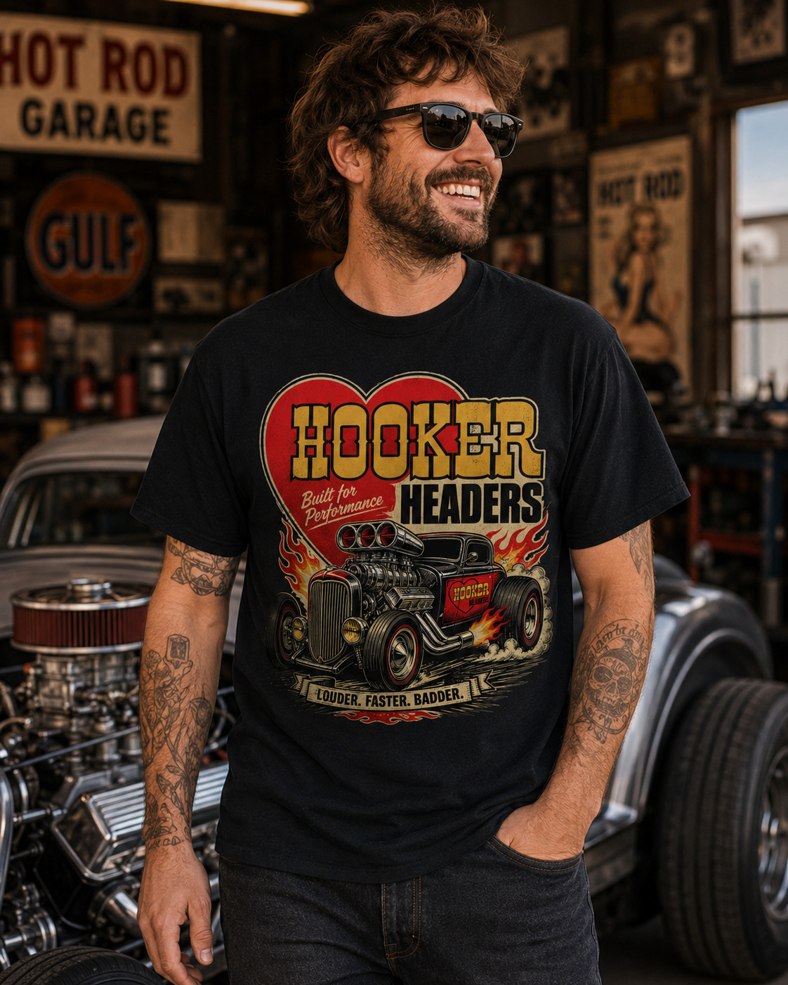 Retro Hot Rod T Shirt Drag Racing Speed Shop Graphic Tee USA