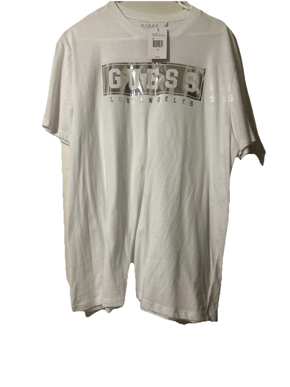 Guess Los Angeles White T shirt men Size L Reflective NWT