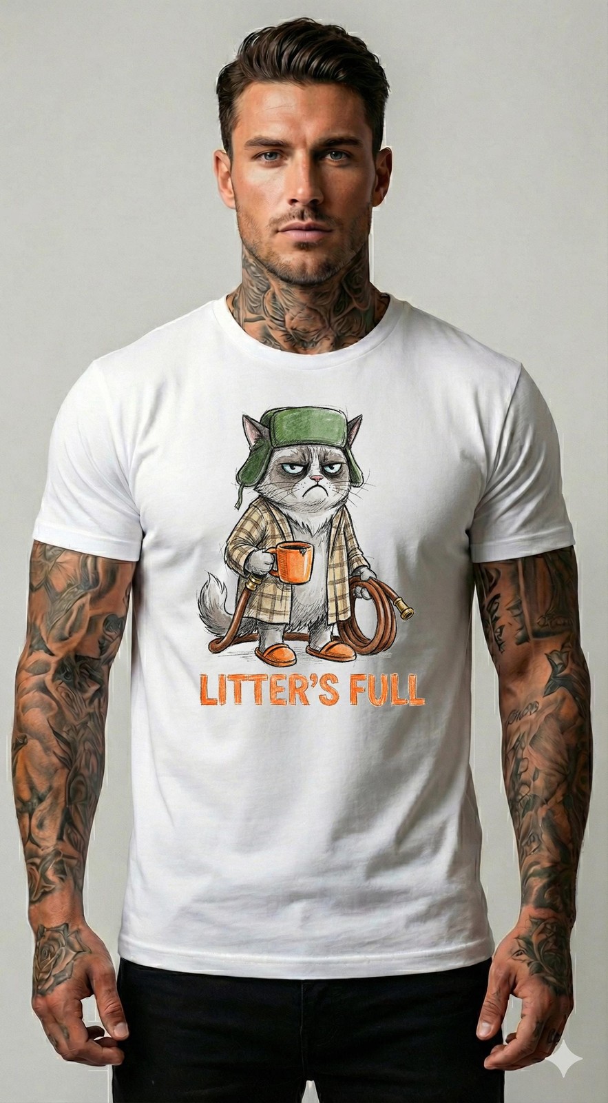 Funny Cat T-Shirt – Funny Ugly Christmas Top – Grumpy Cat Humor Tee for Holiday